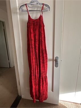 Tanoa lole layered Red and black maxi dress with pockets